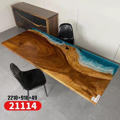 Table Dining table Tables Resin Epoxy Solid Design Furniture 221x91 Genuine