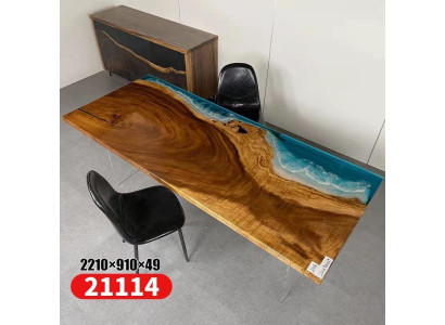 Table Dining table Tables Resin Epoxy Solid Design Furniture 221x91 Genuine