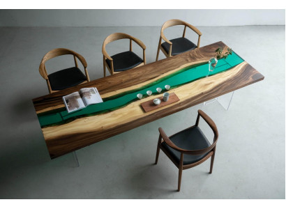 Epoxy resin Dining table River Table Real Wood Solid Tables 220x90