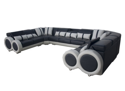 Leather Sofa Couch Upholstery Corner Suite Design modern Corner U-shape Living landscape