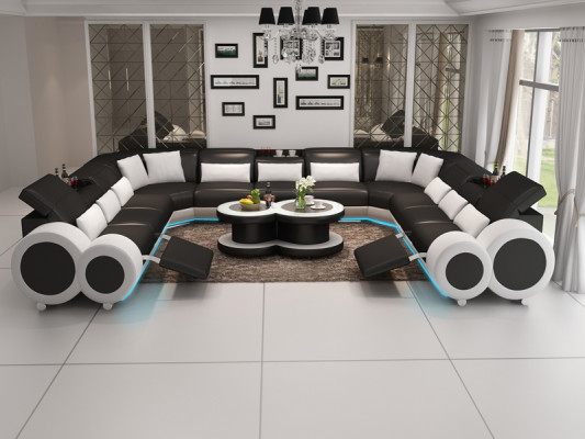 Leather sofa Couch Living landscape Corner sofa Corner Suite Design Modern Sofa G8035B