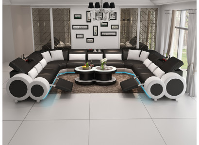 Leather sofa Couch Living landscape Corner sofa Corner Suite Design Modern Sofa G8035B