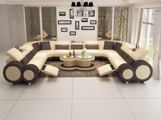 Leather sofa Couch Living landscape Corner sofa Corner Suite Design Modern Sofa G8035B