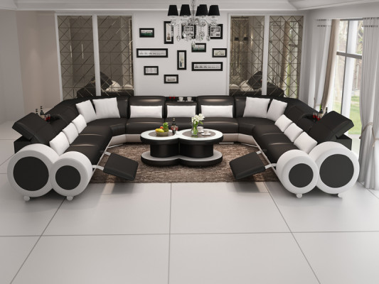 Leather sofa Couch Living landscape Corner sofa Corner Suite Design Modern Sofa G8035B