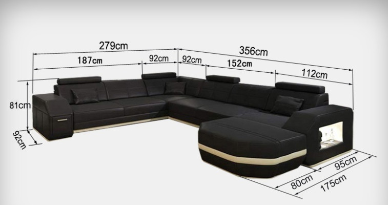 Leather Sofa Couch Upholstery Corner Seat Suite Living landscape U-shape Table TV-cabinet new