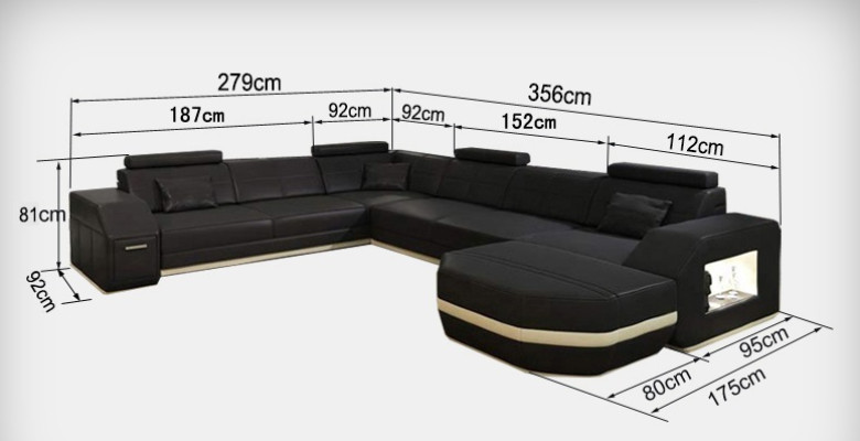 Leather Sofa Couch Upholstery Corner Seat Suite Living landscape U-shape couchen +USB