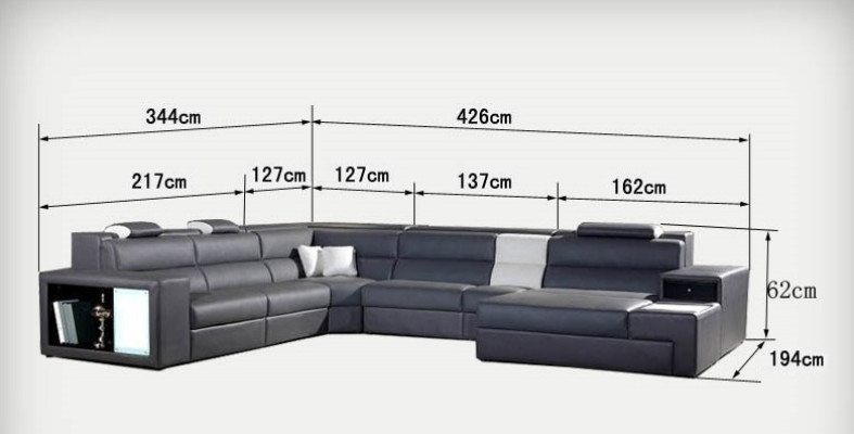 Design Leather Upholstery Corner Leather Seat Sofa USB Upholstery Corner Living Landscape Room