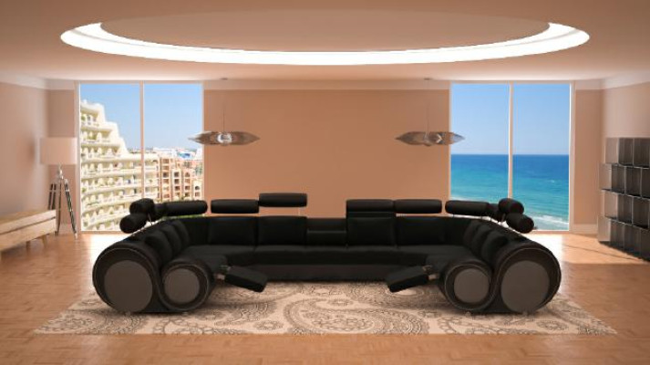 Design XXL Living landscape Sofa with USB,Couch Upholstery Corner sofa Textile Fabric new
