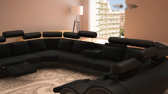 Design XXL Living landscape Sofa with USB,Couch Upholstery Corner sofa Textile Fabric new