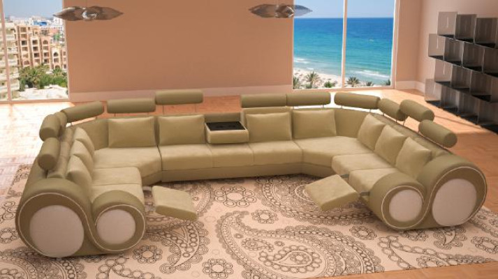 Design XXL Living landscape Sofa with USB,Couch Upholstery Corner sofa Textile Fabric new