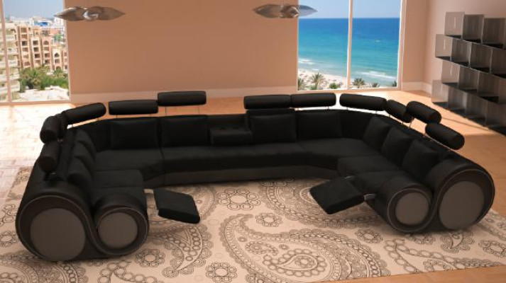 Designer XXL Living landscape Sofa Couch Upholstery Suite Corner sofa Textile Fabric new