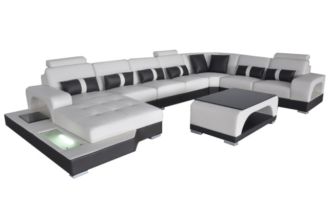 Leather Sofa Modern Seat Couch Upholstery Design Corner Couches Living landscape + Table