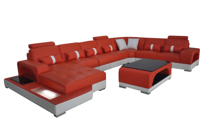Leather Sofa Modern Seat Couch Upholstery Design Corner Couches Living landscape + Table