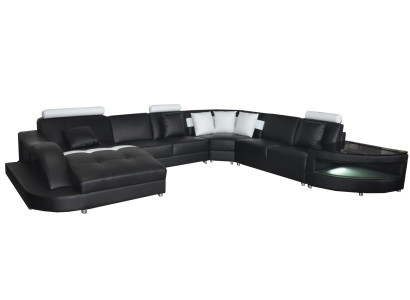 Leather Sofas Living landscape Corner Suite Design Modern Sofa with USB L6015 Table