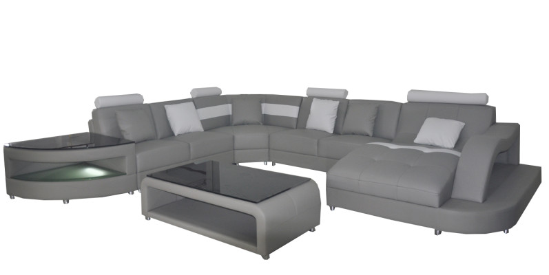 Leather Sofas Living landscape Corner Suite Design Modern Sofa with USB L6015 Table