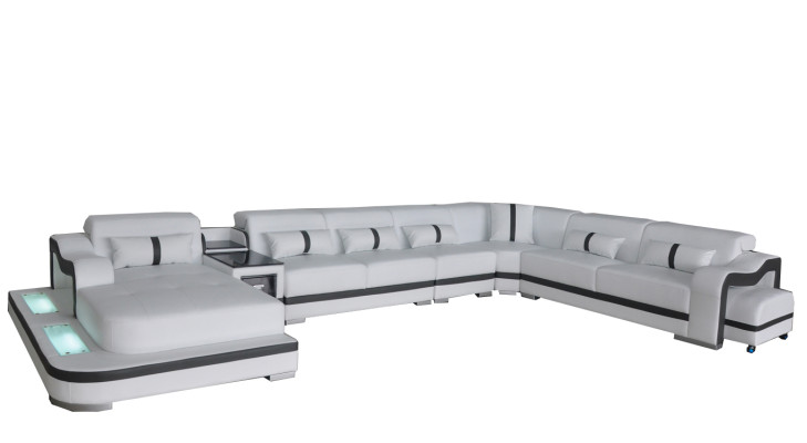 Leather Couch Upholstery Seat Living landscape Design Modern Corner Suite Sofa with USB