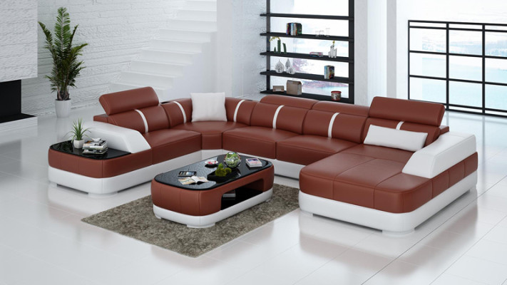 Design Eck Couch Seat Leather Upholstery Corner Suite Living landscape Sofas new Sofa