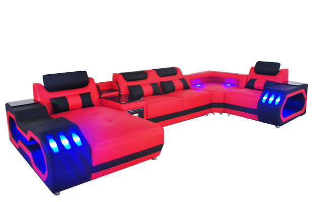 Leather Sofa Couch Living landscape Suite Design Modern Sofa U-shape Sofa with USB