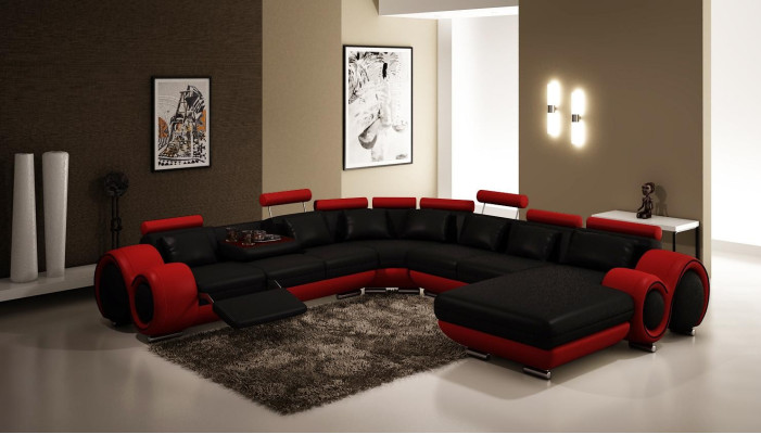 Leather sofa Couch Living landscape Corner sofa Corner Suite Design Modern Sofa A1163B