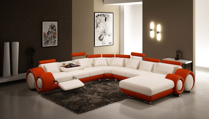 Leather sofa Couch Living landscape Corner sofa Corner Suite Design Modern Sofa A1163B