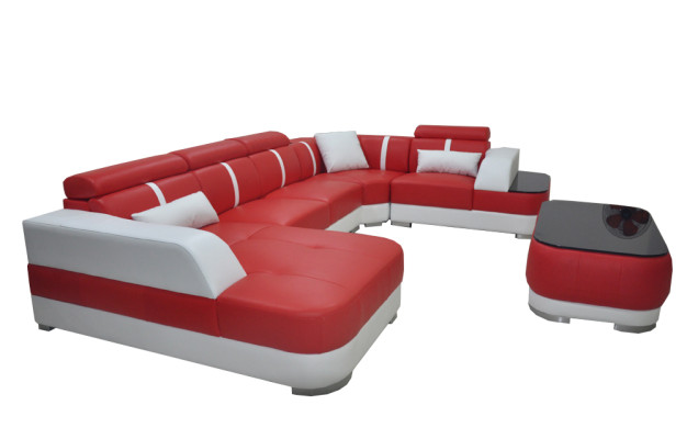 Design Corner Couch Seat Leather Upholstery Corner Suite Living landscape Sofa with USB