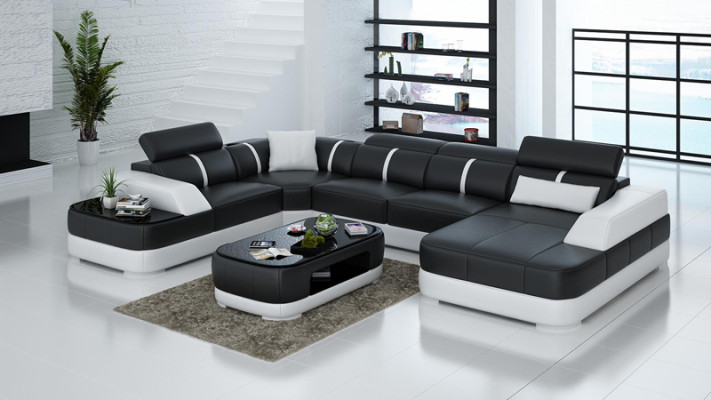 Design Corner Couch Seat Leather Upholstery Corner Suite Living landscape Sofa with USB
