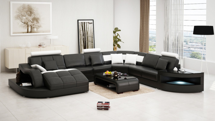 Leather sofa Couch Living landscape Corner sofa Corner Suite Design Modern new Sofa +USB
