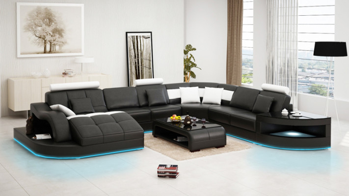 Leather sofa Couch Living landscape Corner sofa Corner Suite Design Modern new Sofa