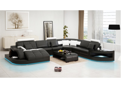 Leather sofa Couch Living landscape Corner sofa Corner Suite Design Modern new Sofa