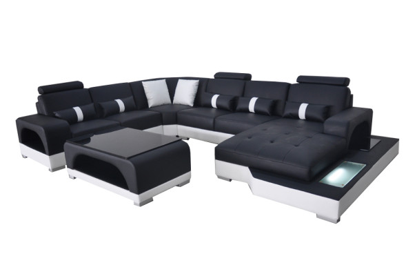 Leather Sofa Modern Couch Design Living landscape + Table Corner Couches Seat with USB