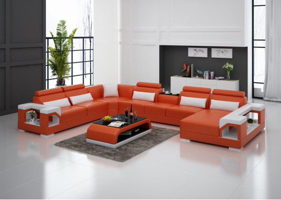 Leather Sofa Modern Seat Couch Upholstery Design Living landscape + Table Corner