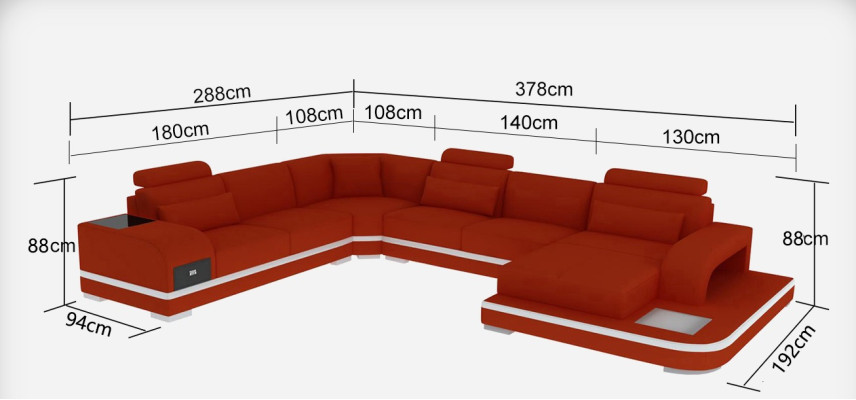 Leather sofa Living landscape Suite Design Modern Corner sofa Sofa U-shape G8013+Table