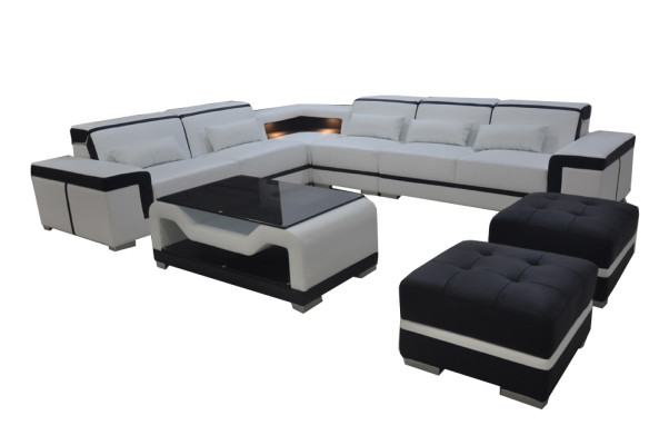 Leather Sofa Couch Upholstery Corner Modern Suite Living landscape Table Stool G8020B