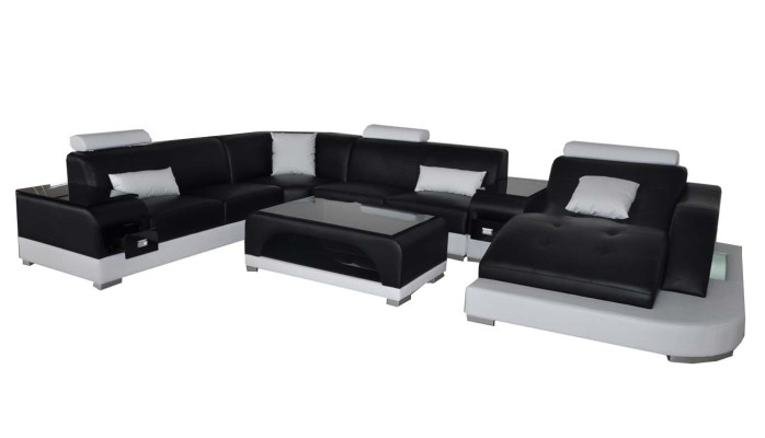 Leather Sofa Modern Seat Couch Design Upholstery Corner Couches Living landscape + Table