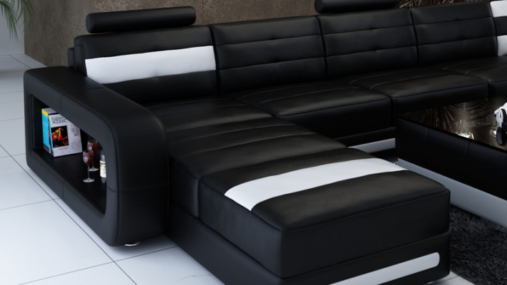 Leather sofa Sofa Couch Living landscape Corner sofa Suite Design Modern Sofa with USB