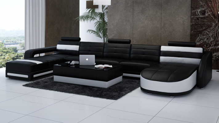 Leather sofa Sofa Couch Living landscape Corner sofa Suite Design Modern Sofa with USB