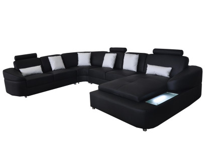 Leather Sofa with USB Couch Living landscape Corner Suite Design Modern Sofas U-shape