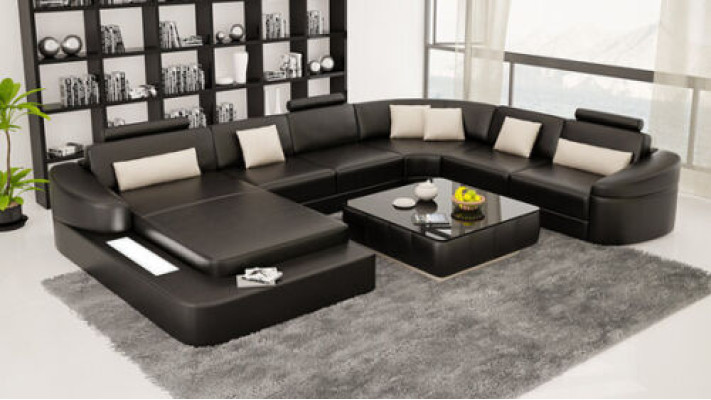 Leather Sofa with USB Couch Living landscape Corner Suite Design Modern Sofas U-shape