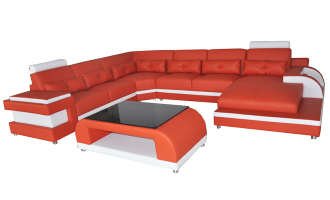 Luxury Upholstery Seat Leather Corner Couch with USB Sofa Living Furniture Landscape Suite