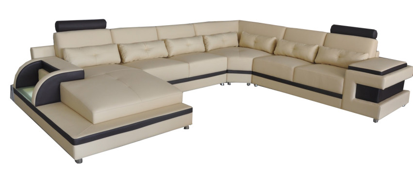 Luxury Upholstery Seat Leather Corner Couch with USB Sofa Living Furniture Landscape Suite