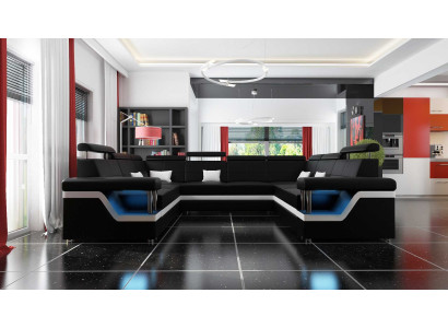 Corner sofa Living landscape Sofa Couch U-shape Upholstery Couches Leather Design Illuminated