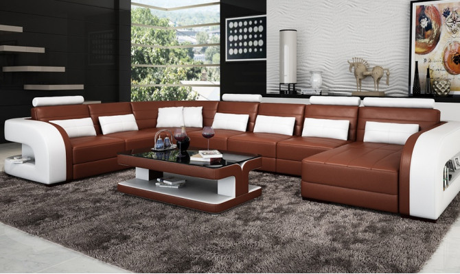 Big Living landscape Sofa with USB Couch Upholstery Corner Leather Sofa Suite Couches!!
