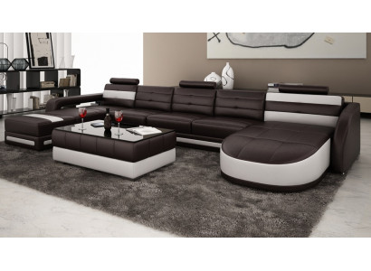 Leather sofa with USB Corner sofa Designer Living landscape Sofa Couch Seat U-shape