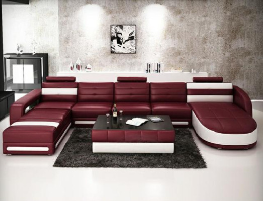 LEATHER SOFA DESIGNER Living landscape SOFA U-shape with USB COLO 3 Corner sofa COUCH new