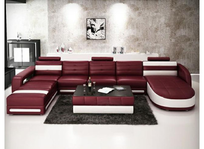 LEATHER SOFA DESIGNER Living landscape SOFA U-shape with USB COLO 3 Corner sofa COUCH new