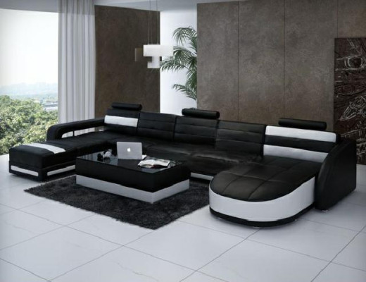 LEATHER SOFA DESIGNER Living landscape SOFA U-shape with USB COLO 3 Corner sofa COUCH new