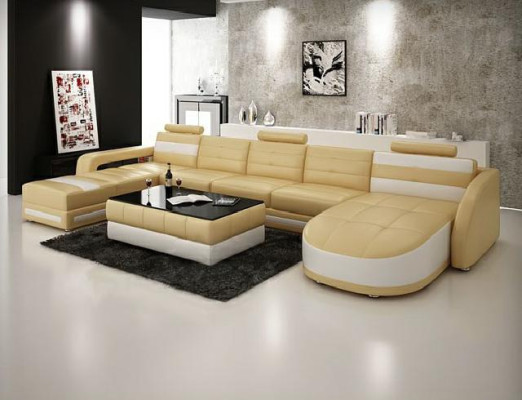 LEATHER SOFA DESIGNER Living landscape SOFA U-shape with USB COLO 3 Corner sofa COUCH new