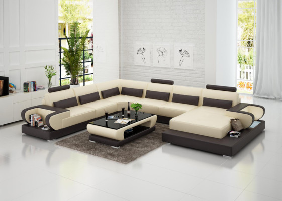 Leather sofa with USB,Couch Living landscape Corner sofa Eck Suite Design Modern Sofa