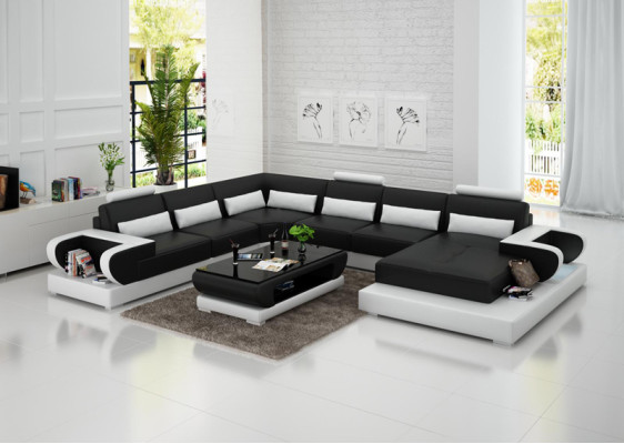 Leather sofa with USB,Couch Living landscape Corner sofa Eck Suite Design Modern Sofa