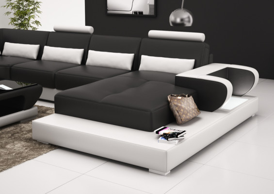 Leather sofa with USB,Couch Living landscape Corner sofa Eck Suite Design Modern Sofa